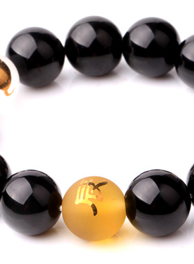 天然水晶半宝石14mm黑