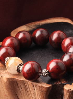 红檀木发晶情侣送礼佳品念珠手串