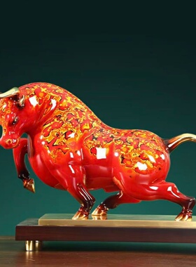 大漆工艺铜牛摆件牛气冲天