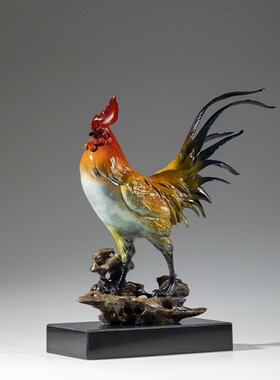 金鸡报喜大吉大利黄铜鸡摆件