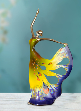 黄铜雀之舞者摆件现代轻奢高档