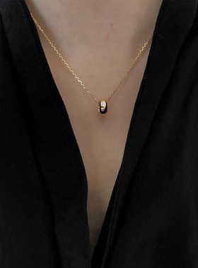 易烊千玺同款项链镶钻小圆珠气质