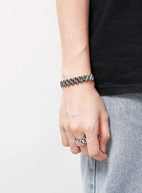 张逸杰同款表带型手链手环三连珠