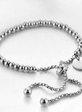 罗云熙同款可调节手链钛钢圆珠男