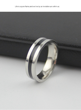 陈伟霆戒指滴油钛钢情侣黑白日韩