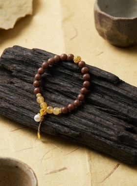 非遗黄水晶珍珠合香珠手串送女友