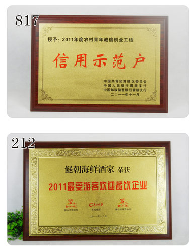 厂直销/金箔奖牌制作 木托奖牌定做铜牌授权加盟经销牌荣誉证书 - 图3