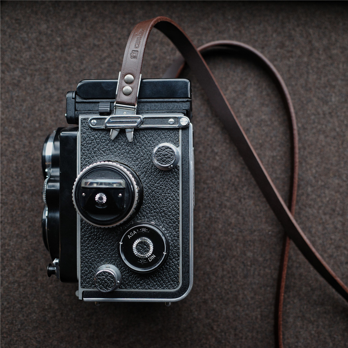 cam-in Rollei禄来双反真皮相机背带3.5F/2.8F剪刀扣肩带 cam3363-图0