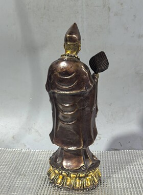 仿古铜鎏金济公家具客厅摆件古玩铜器收藏铜济公佛像供奉工艺品