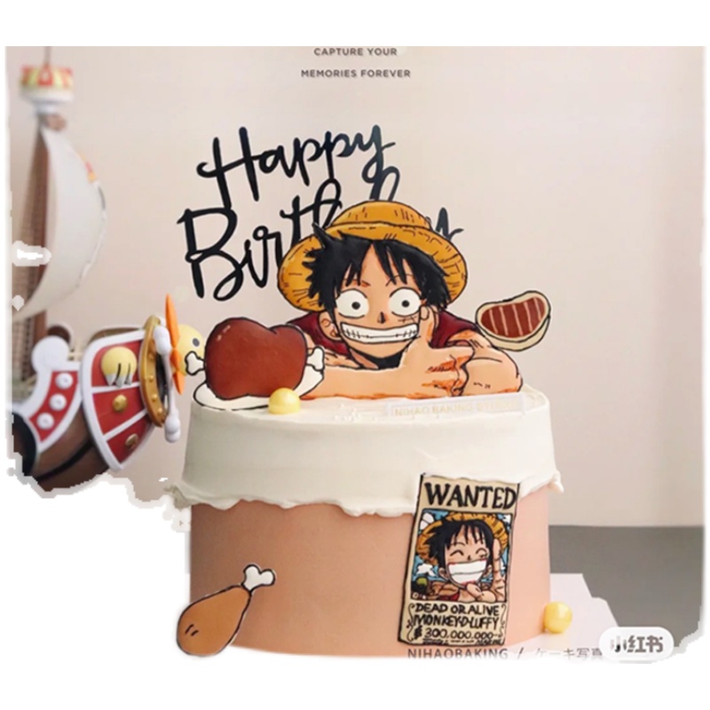 卡通二次元漫画海贼王路飞索隆巧克力转印纸生日蛋糕烘焙装饰 - 图3