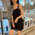 Váy ngủ thỏ Hepburn gió nhỏ màu đen dây đeo đầu thu mới 2019 Váy nữ mỏng và che khuất gợi cảm - váy đầm váy đi biển váy đầm