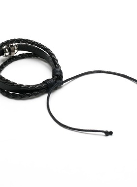 新品配饰 动漫火影忍者宝石牛皮编织手链 九勾玉轮回 写轮眼