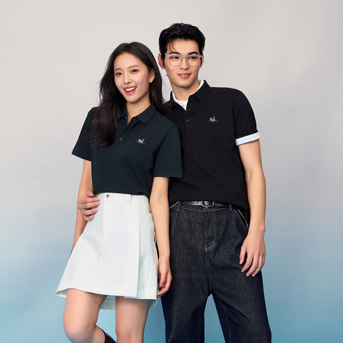 HLA/海澜之家短袖POLO衫26春夏新刺绣翻领凉感马到成功休闲T恤男 - 图1