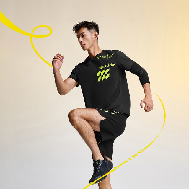 Quick-drying printed round neck short-sleeved T-shirt for men