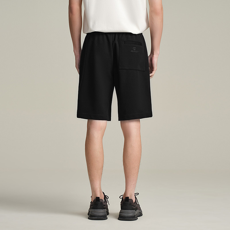 HLA/海澜之家松紧腰休闲中裤春夏抽绳系带字母刺绣五分短裤子男,淘宝优惠券,粉丝福利购,淘宝优惠卷