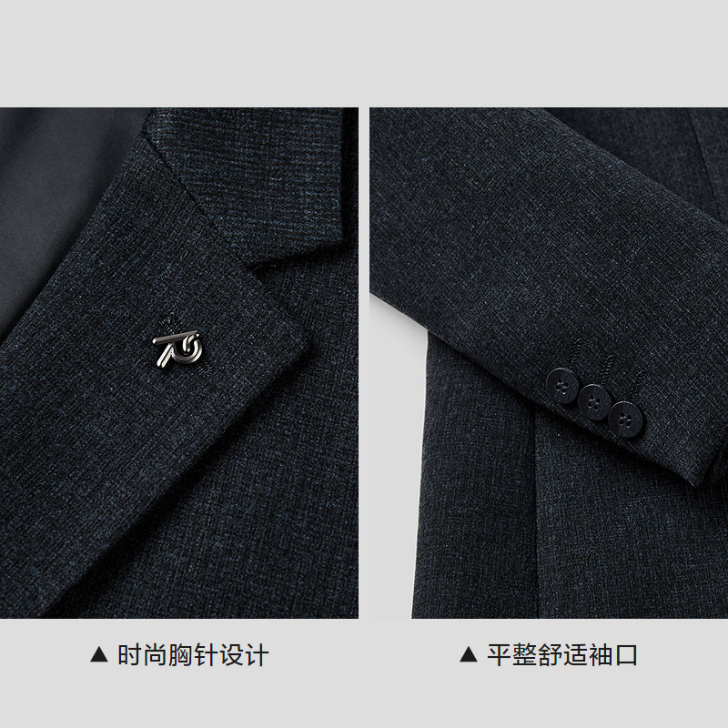 HLA/海澜之家绒感弹力休闲西服25秋冬新时尚胸针商务平驳领外套男,淘宝优惠券,粉丝福利购,淘宝优惠卷