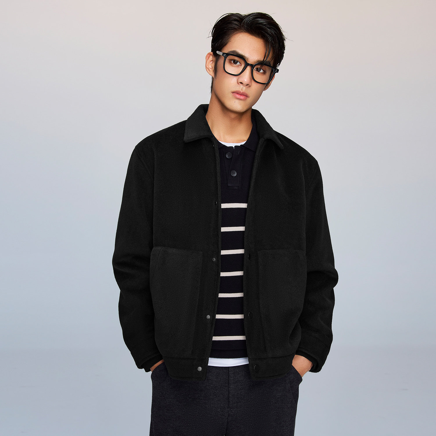 HLA/海澜之家POWER YOUNG翻领夹克25秋冬新保暖仿毛呢加厚外套男,淘宝优惠券,粉丝福利购,淘宝优惠卷