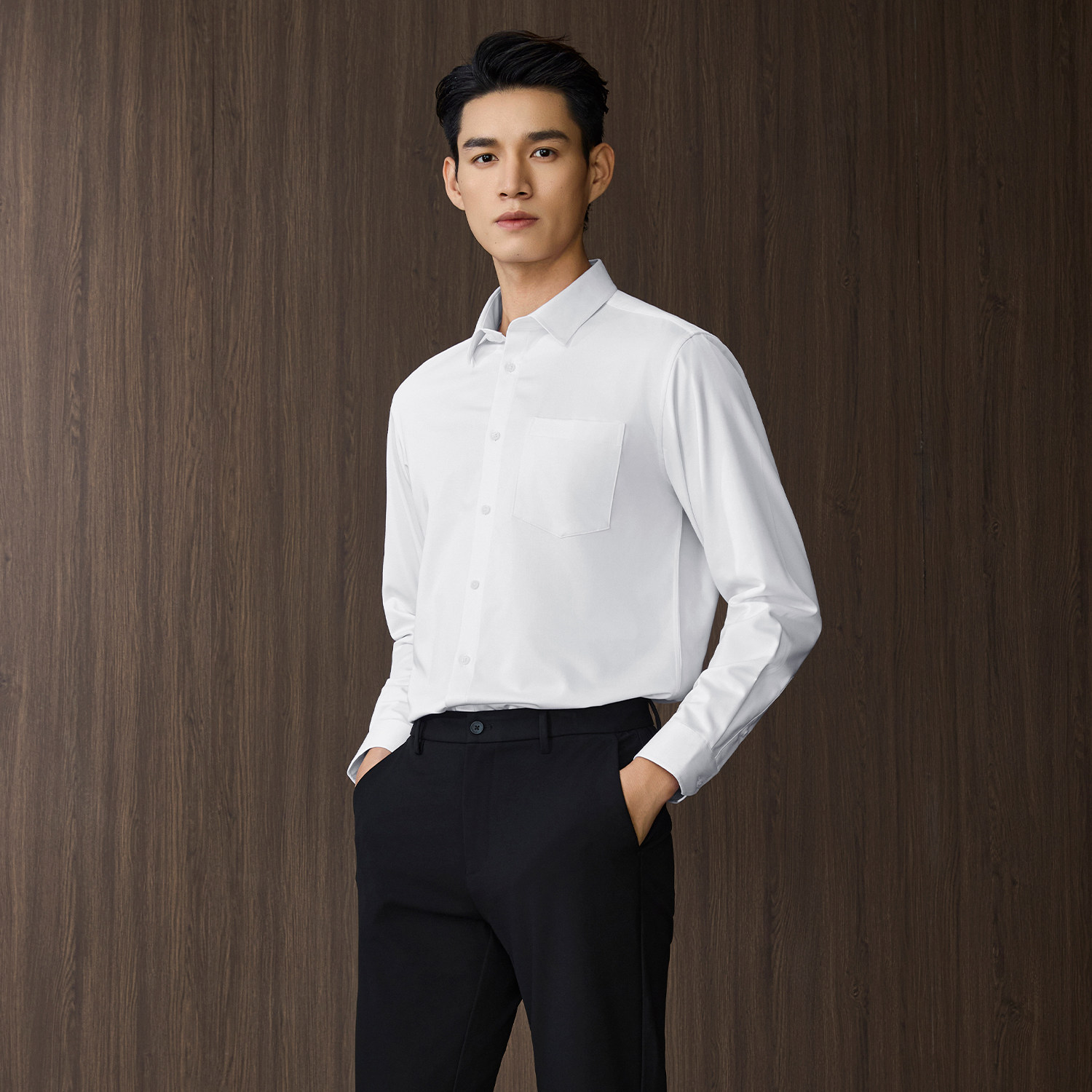 HLA/海澜之家轻商务保暖白衬衫25秋冬新内里磨毛口袋职场厚衬衣男,淘宝优惠券,粉丝福利购,淘宝优惠卷