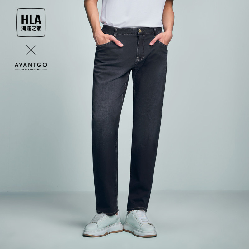 hla /海澜之家三国系列黑直筒裤子 海澜之家牛仔裤