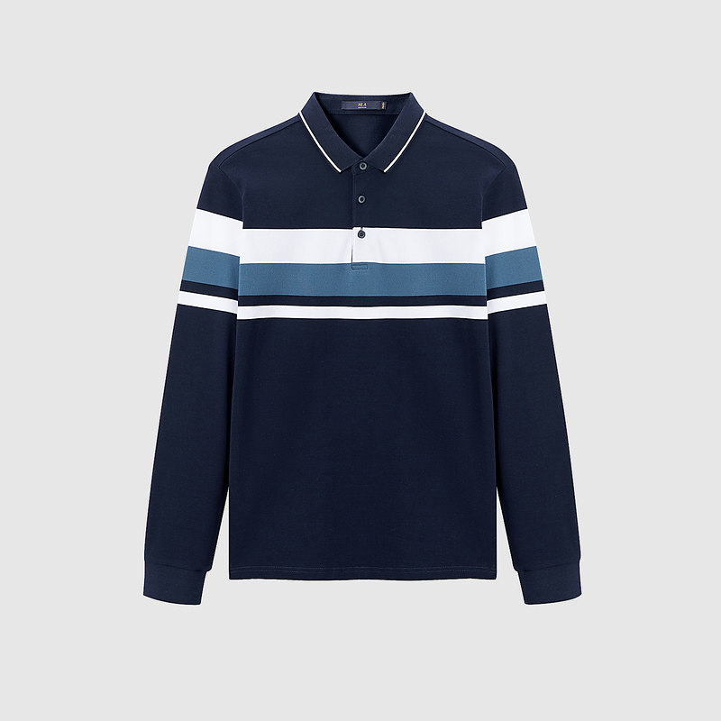 hla /海澜之家撞色条纹长袖polo衫 海澜之家Polo衫