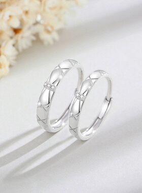 银铭品ins戒环情侣戒指纯银设计