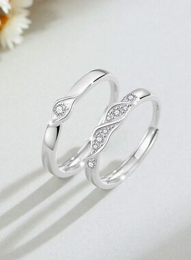 银铭品 情侣戒指对戒戒环得物款百搭莫比纯银乌斯ins风925锆石时