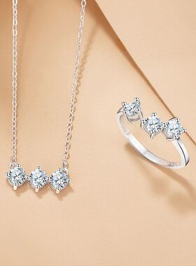 银铭品流星雨戒指锆石ins纯银对