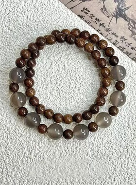 「热销批发」木珠双圈手串女复古新中式天青冻跑环礼物手饰