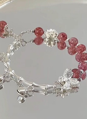 国风新中式秋季荷叶青莲串珠链多层轻奢复古手串高级感精致手饰女