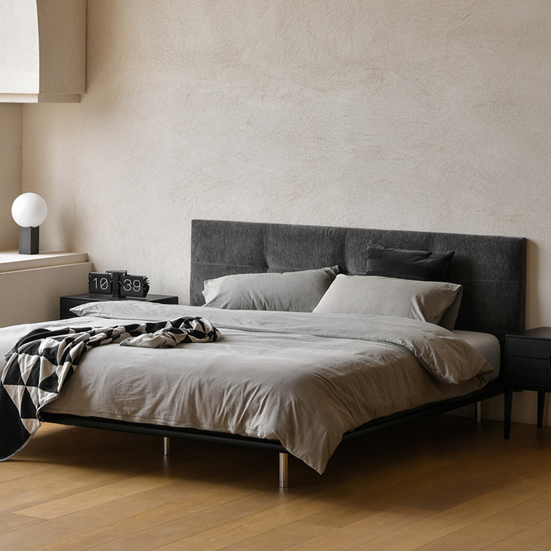 JOLOR北欧简约现代实木床布艺软包靠背意式轻奢家具卧室双人床-图1