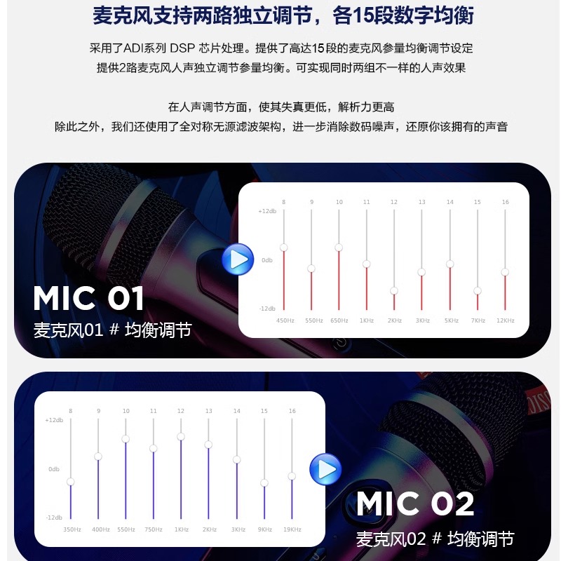 JBL KMP1000S前级数字效果器专业KTV均衡话筒混响防啸叫反馈抑制 - 图2