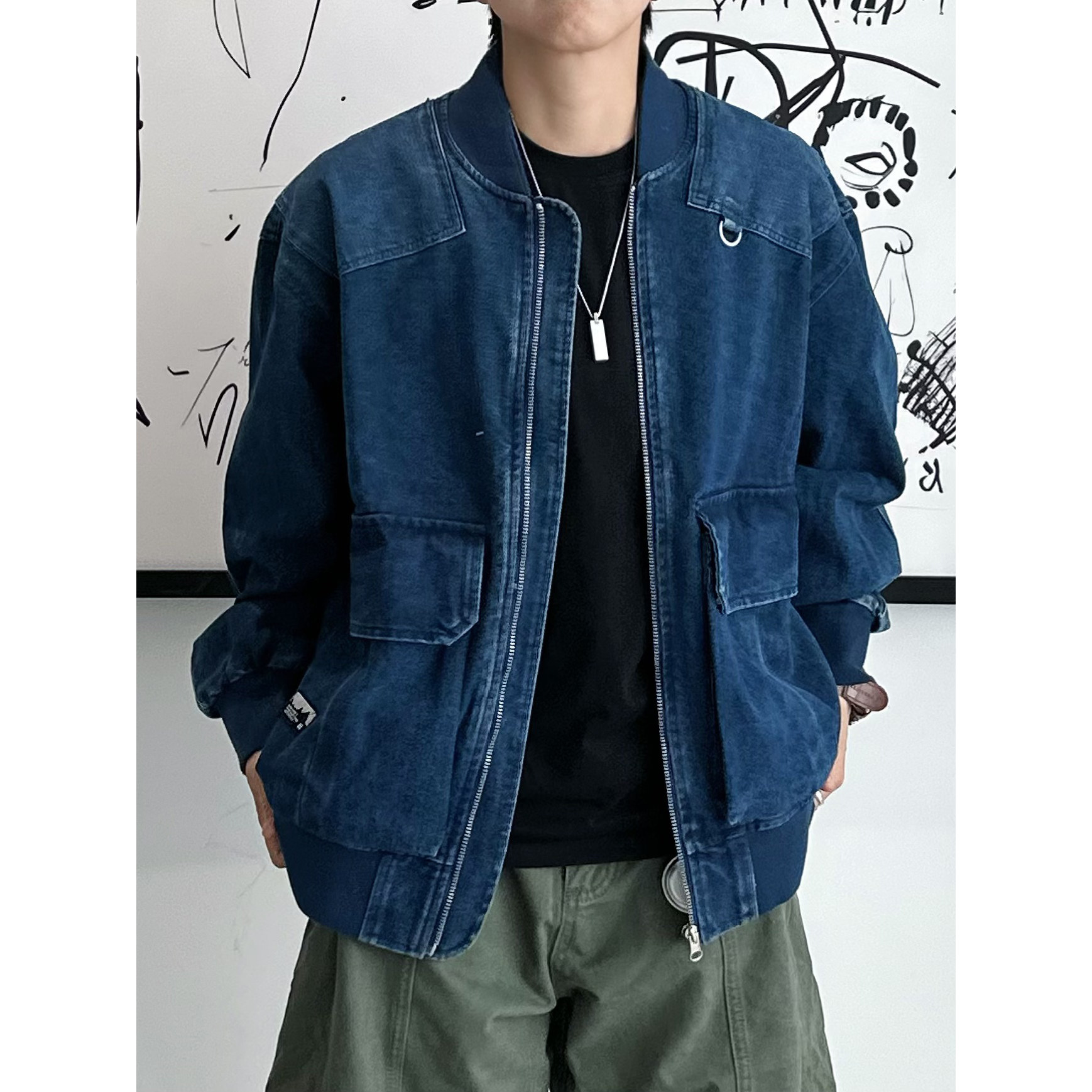 XBRO日系复古水洗做旧重磅棒球领工装多口袋bf牛仔夹克春秋季外套,淘宝优惠券,粉丝福利购,淘宝优惠卷