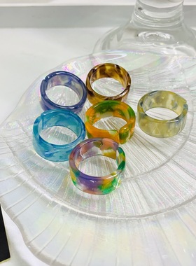 东大门韩国亚克力树脂开口戒指