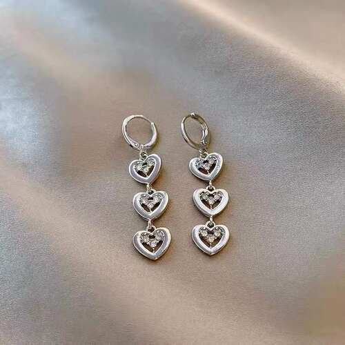 925银针新品爱心耳环网红爆款耳饰女耳扣设计高级感气质耳钉饰品 - 图2