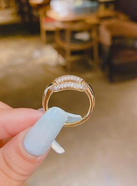 【厂货通】2022年铜镶锆石戒指轻奢网红ins冷淡风可调节钻戒指环