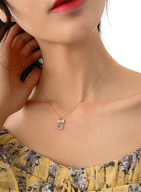 真金电镀微镶锆石小众设计锁骨链