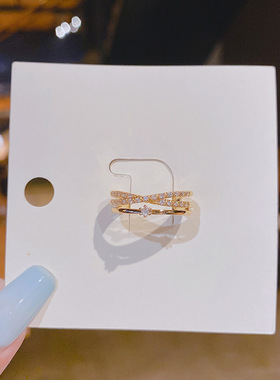 真金电镀网红戒指女时尚个性指环潮人尾戒开口食指戒戒指