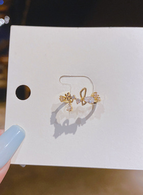 【真金电镀】保色微镶锆石花朵开口时尚食指戒指女ins潮网红指环