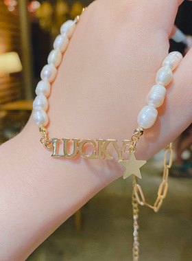 东大门韩版网红ins风珍珠项链 淡水珍珠设计高级感潮流个性锁骨链