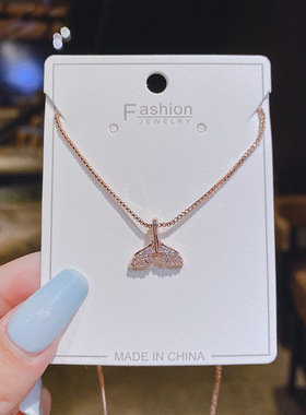 【真金保色】锁骨链女鱼尾银饰颈链简约韩版个性项链女潮气质网红