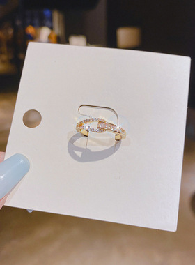 【真金电镀】小众设计戒指女ins潮网红女士戒指日系轻奢食指指环