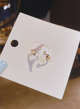 【真金电镀】鱼尾开口戒指女时尚食指戒ins指环高冷轻奢尾戒