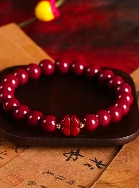 原矿保真高含量朱砂紫金砂手串细款小幸运四叶草貔貅手链女友礼物