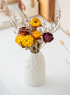 陶瓷花瓶套装三件套白色花瓶套装摆件家居客厅陶瓷花瓶插花装饰瓶