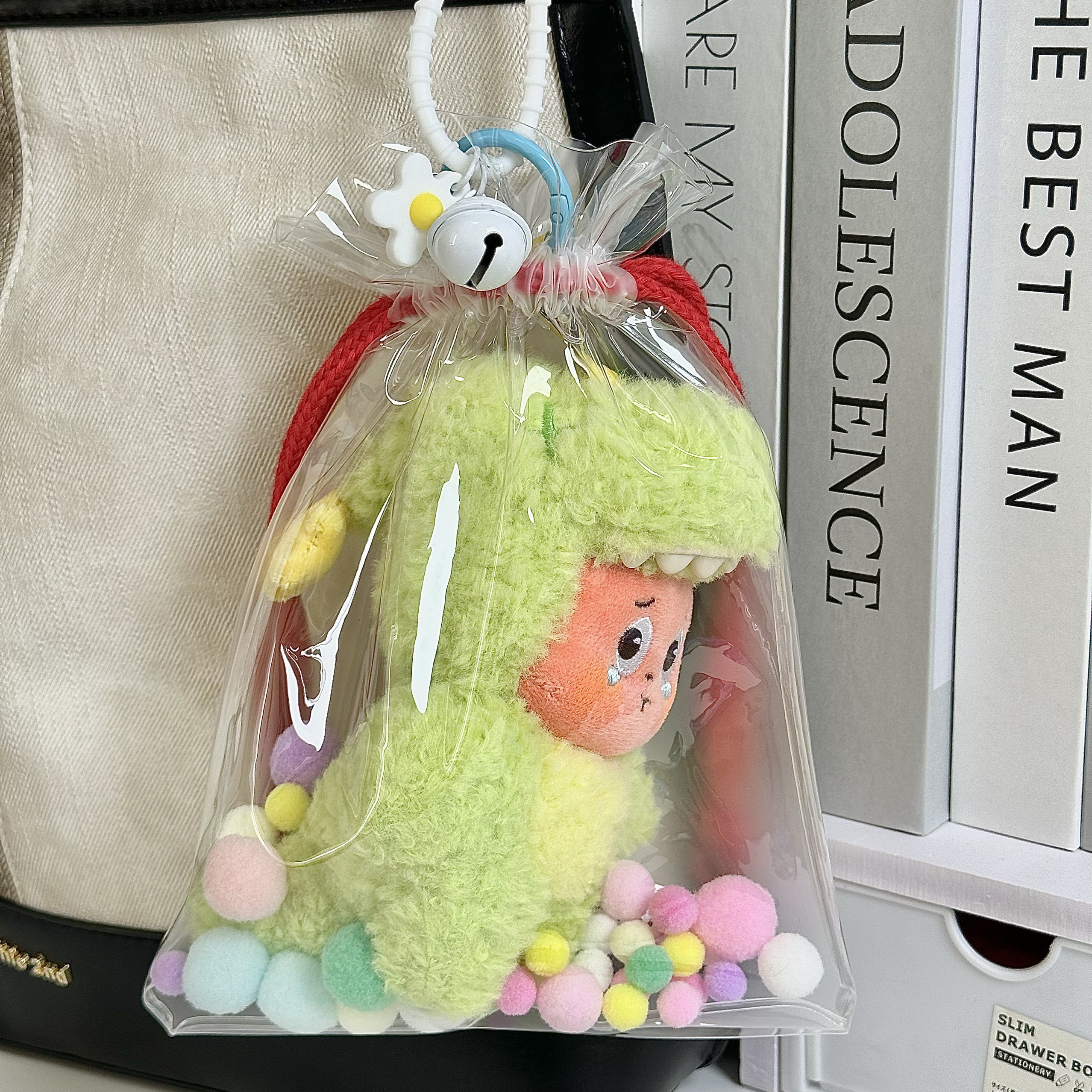 泡泡玛特星星人娃包毛绒挂件锦囊袋防尘罩高清透明遛娃包15cm痛包,淘宝优惠券,粉丝福利购,淘宝优惠卷