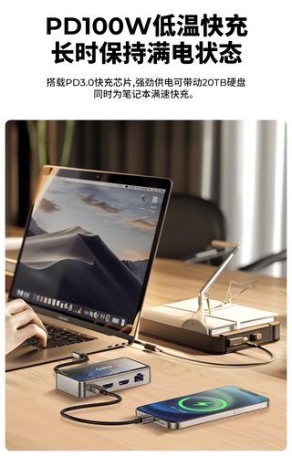 奥睿科拓展坞typec扩展2.5G千兆网口HDMI投屏三屏异显USB转换分线器雷电多接口适用手机平板笔记本电脑 - 图1