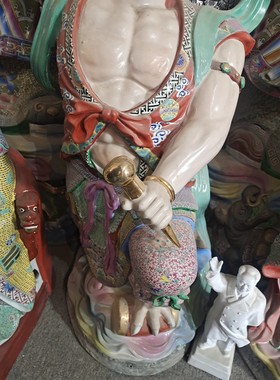 景德镇陶瓷人物艺术摆件雷公电母手工手绘粉彩神像佛像雕塑高一米