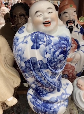 笑口常开平安是福雕塑人物恭喜佛代代福装饰品高档客厅文化摆件