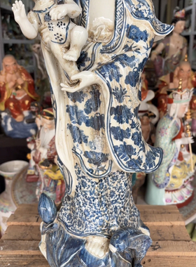 福建会馆陶瓷瓷器青花送子观音菩萨居家供奉精品摆件陶瓷收藏60cm