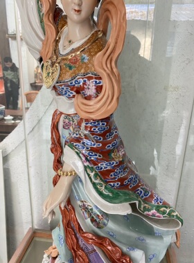 景德镇人物雕塑佛像工艺品摆件陶瓷器九天玄女像家居寺庙供奉神像